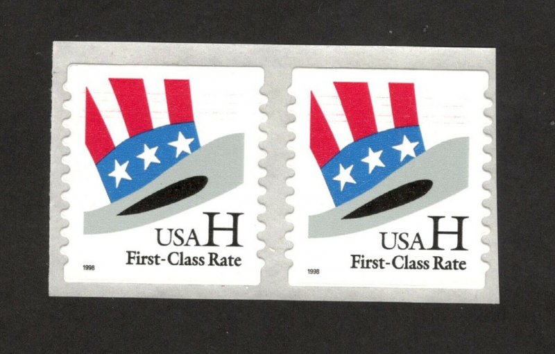 3266 Uncle Sam's Hat H US Coil Pair Mint/nh FREE SHIPPING