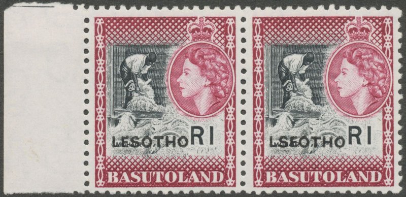 Lesotho 1966 1r black & maroon LSEOTHO error SG120Ba unused