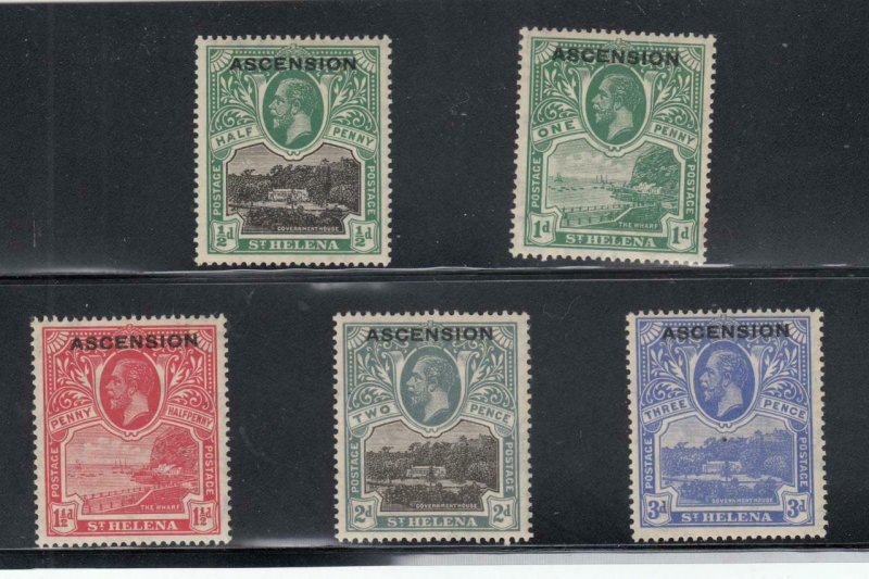 ASCENSION ISLAND # 1-5 VF-MLH KGV ISSUES CAT VALUE $71