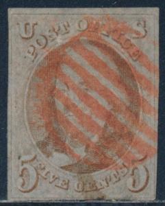 #1 VF USED RED GRID CANCEL (SMALL CORNER CREASE AT LOWER LEFT) CV $400 BT660