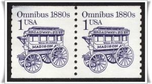 SC#2225 1¢ Omnibus Coil Pair (1986) Used