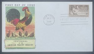 Scott 968  FDC  Centennial of American Poultry Industry  Fluegel Cachet