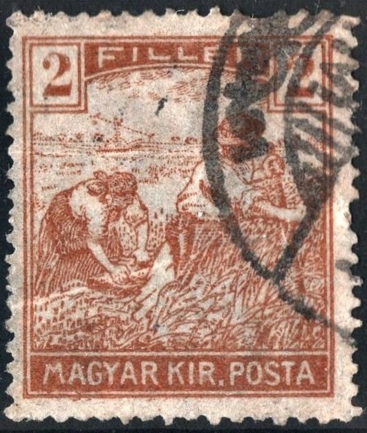 Hungary SC#108 2 fi Reaper (1916) Used/Creased