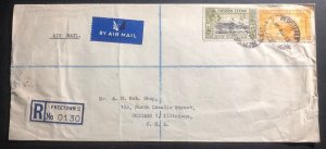 1952 Freetown Sierra Leone Airmail Cover To Chicago IL USA Wax Seal