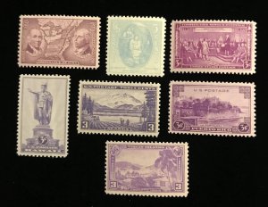 795-6, 798-802 US MNH, all sheet singles 1937