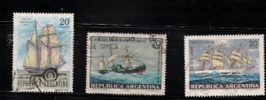 ARGENTINA Scott # 837, 847, 858 Used - Old Sailing Ships