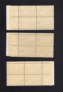 Scott #906 5c China Resistance (3) Plate Blocks, Mint NEVER HINGED