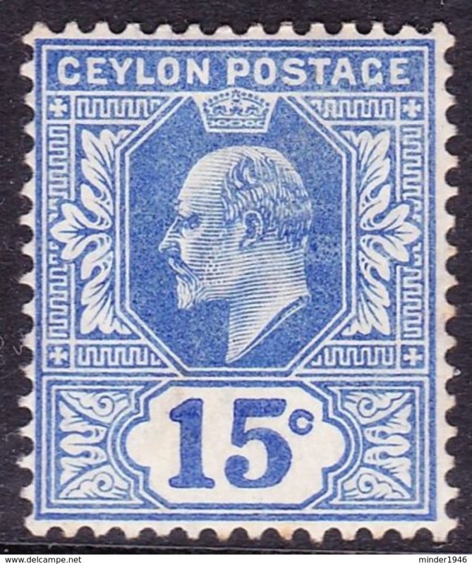 CEYLON 1904 15 Cents Blue SG283 MH