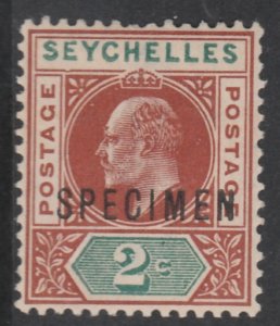 SEYCHELLES 1903 KE7 2c SPECIMEN with DENTED FRAME variety