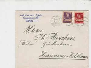 Switzerland 1920 Brunner-Pfister Slogan Zurich Cancel 2x Stamps Cover Ref 25650