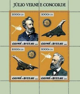 Jules Verne Stamp Concorde Airplane Transport Planet Golden Stamp S/S MNH #2940