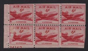 1949 AIRMAIL booklet pane Sc C39a MNH  50% plate no.