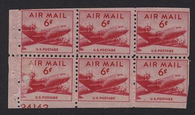 1949 AIRMAIL booklet pane Sc C39a MNH  50% plate no.