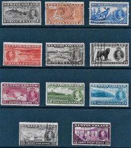 Newfoundland 233-243 complete set used & unused NG, Cat. Val. for used $30.40