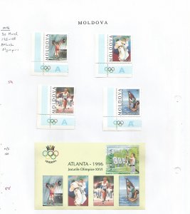 MOLDOVA - 1996 - Atlanta Olympics - Perf 4v Set & Souv Sheet  - M N H