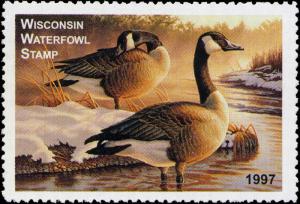 WISCONSIN #20 1997 STATE DUCK STAMP CANADA GOOSE by Greg Alexander