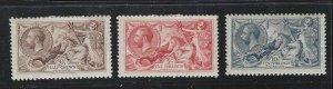 UK GB 1919 SEA HORSES SCOTT # 179C-181 CATALOG VALUE $1050 Mint