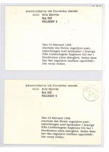 CE132 Sweden *STOCKHOLM* 1964 Helicopter Post Postcard x2