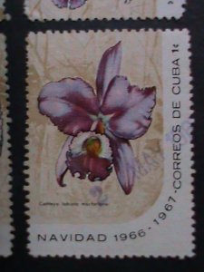 ​CUBA -1966 VERY OLD STAMPS-CHRISTMAS STAMPS-LOVELY FLOWERS-USED VERY FINE