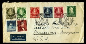 1952 Airmail Cover Germany to U.S. - Berlin 9N69 & 9N75-80 Franking  (ESP#L5098)