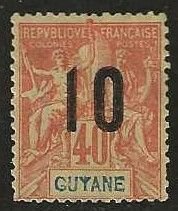 French Guiana 92, mint, hinge remnant, partial gum.  1912.  (F512)