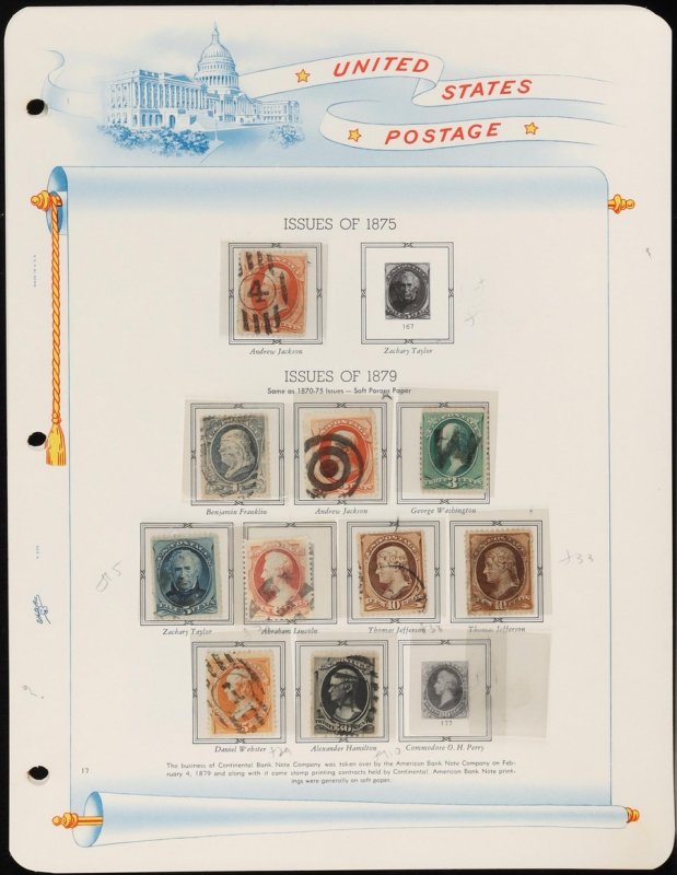 UNITED STATES 1870-80 Portrait collection. Sc cat US$3400+. SG cat £3900. (51). 