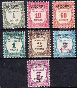 1931 FRENCH ANDORRA POSTAGE DUE (EDIFIL 9-15) MH