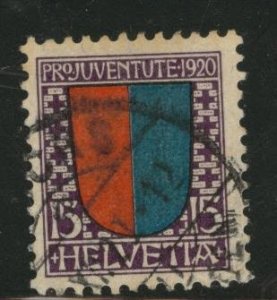 Switzerland Scott B17 used 1920 Ticino coat of arms semi postal