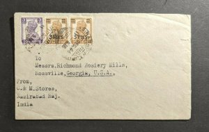 1946 Nasirabad India Airmail Cover to Rossville Georgia Overprint