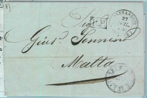BK0256 - EGYPT - Postal History - DESINFECTED MAIL to MALTA  TAXED ARRIVAL 1832