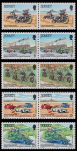 Jersey 233-237 Motor-Cycle Light Car Club horz pair set (2x5 stamps) MNH 1980