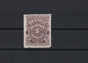 quebec piastres 5 dollars  registration stamp ref 13565