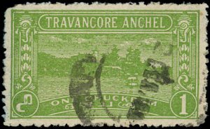 TRAVANCORE (INDIAN STATE) Sc 36 USED-1939 1ch  Lake Ashtamudi - Sound