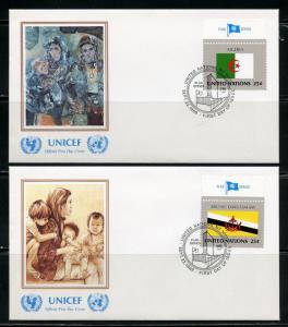 UNITED NATIONS UNICEF OFFICIAL SET OF 20 1989  FLAG  FIRST DAY COVERS