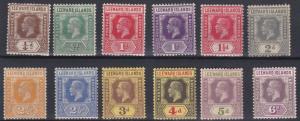 LEEWARD ISLANDS  1921 - 32   S G  58 - 72   VARIOUS VALUES  TO 6D  MH  CAT £85