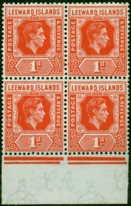 Leeward Islands 1948 1d Red SG99d Die B V.F MNH Block of 4