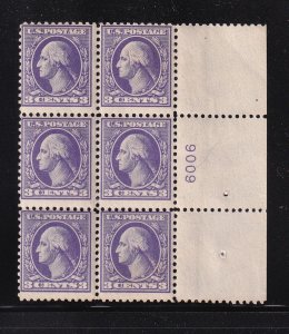 1918 Washington 3c Sc 530 MLH with original gum, Type IV, plate block (4B