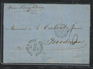 GUADELOUPE FRENCH COLONY (P2612B) 1860 STAMPLESS POINTE A PITRE TO FRANCE