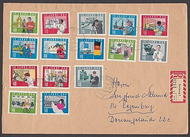 EAST GERMANY 1965 Registered cover - great franking.........................B362