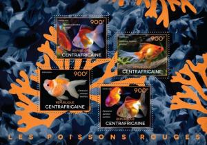 CENTRAFRICAINE 2014 SHEET GOLDFISHES FISHES MARINE LIFE