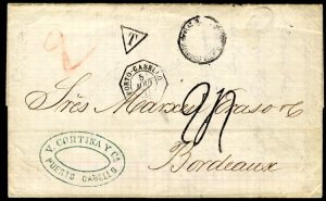 Venezuela, 1877 (5 Aug) FL from Porto Cabello to Bordeaux, with appropriate o...