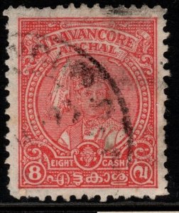 INDIA-TRAVANCORE SG76a 1946 8ca CARMINE USED