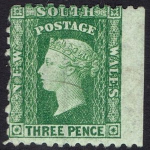 NEW SOUTH WALES 1882 QV DIADEM 3D YELLOW GREEN WMK CROWN/NSW SG TYPE W40 PERF 10