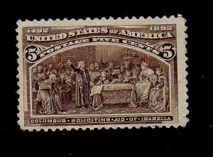US 1893 Sc# 234 5 c  Columbian Mint NG - Crisp Color - 