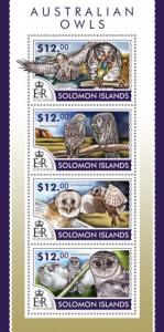 SOLOMON ISLANDS 2015 SHEET OWLS BIRDS slm15219a