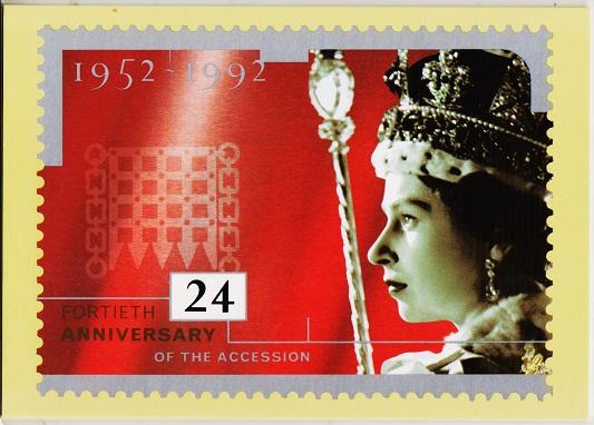 Great Britain. 1992 Accession to the Throne. PHQ Cards(5) Unused