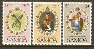 Samoa #558-60 NH Royal Wedding