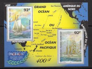 French Polynesia 1997 Map Ships SS VFMNH (706b)