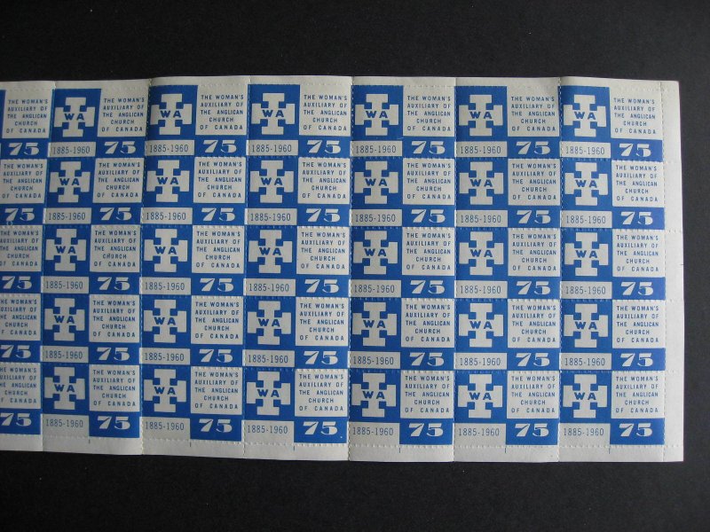 Canada label Womans Auxiliary Anglican Church full MNH sheet of 50, see pictures 