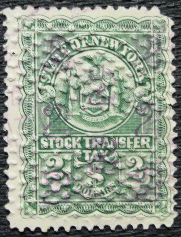 US, New York State Stock Transfer, Used *CC*/Embossed Single